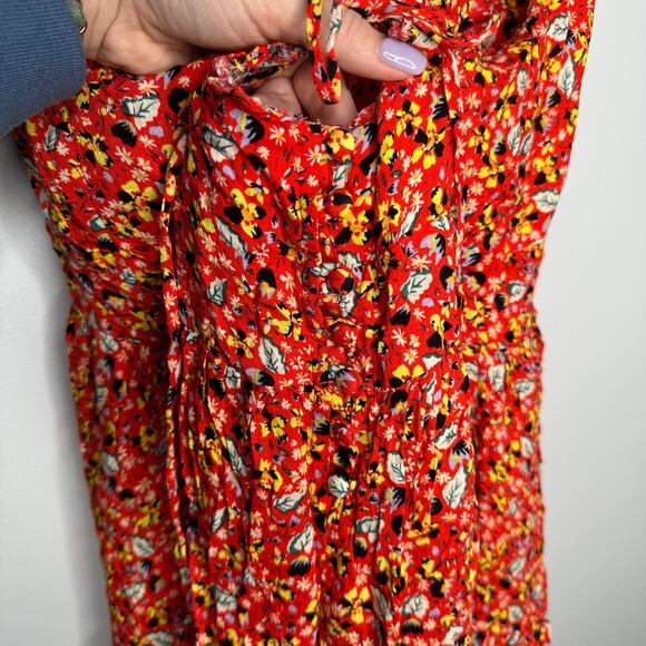 Intimately By Free People Women's Red Floral Tie Back Mini Dress Size M - Picture 7 of 10